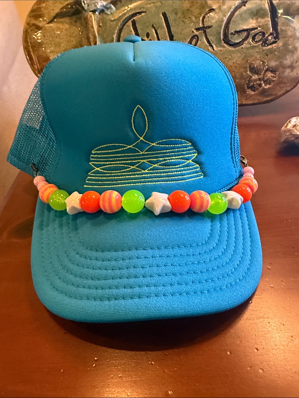 OTTO Turquoise Women’s Trucker Hat with Multicolor Beaded Band